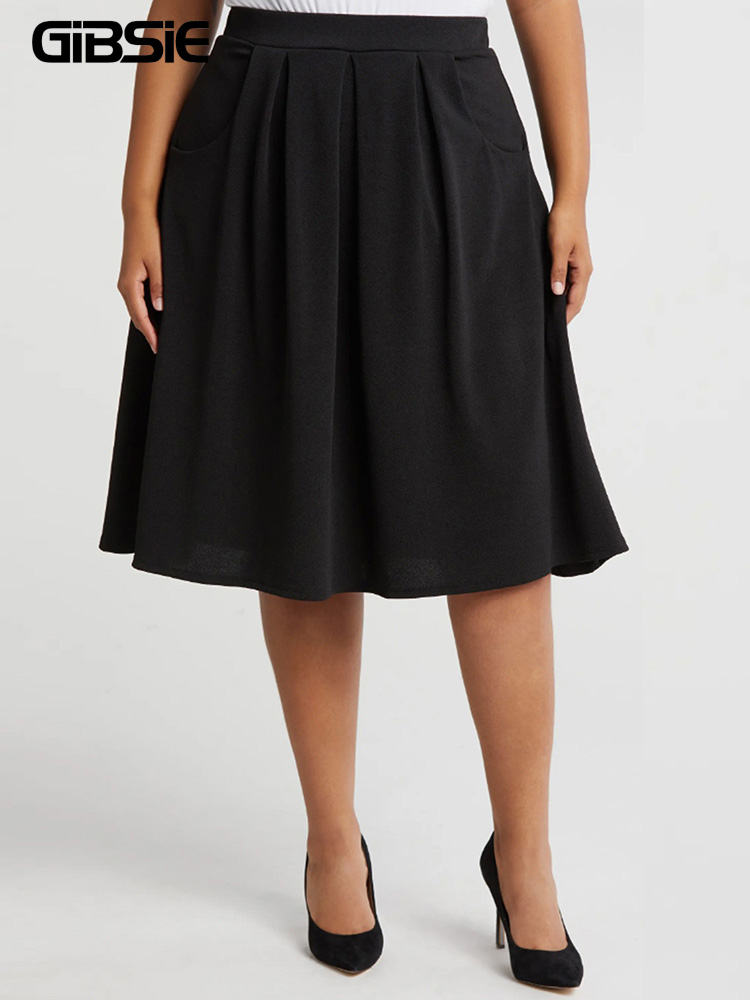 GIBSIE Plus Size Solid Color K - đánh giá và giá A-Line Skirt Midi