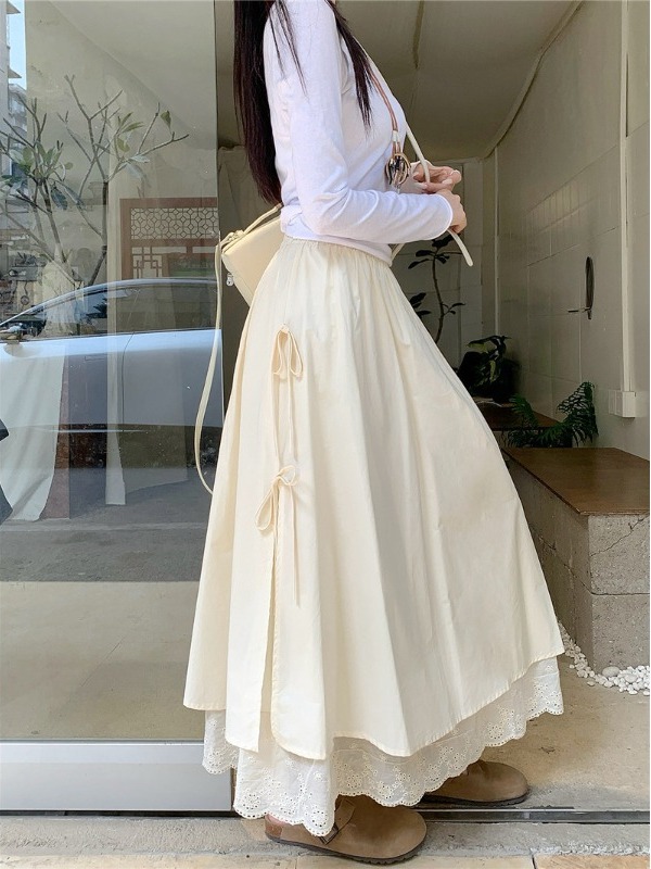 High Waist Lace Trim A-Line Mi - đánh giá và giá A-Line Skirt Midi