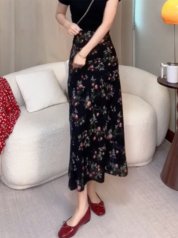 Summer New High Waist Floral P - đánh giá và giá A-Line Skirt Midi