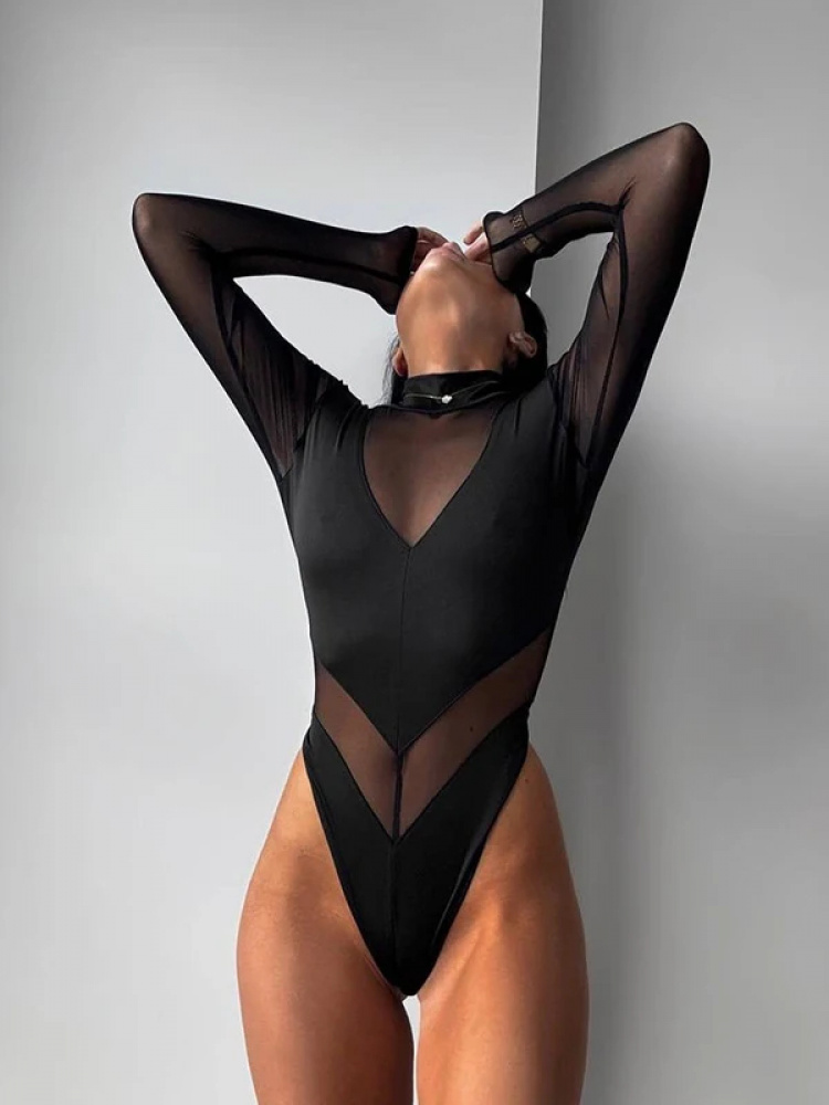 Sexy Mesh Women's Bodysuits Se - đánh giá và giá Turtleneck Bodysuit