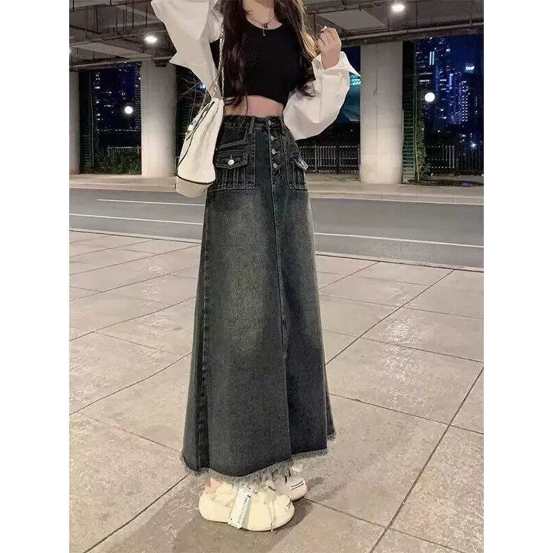 High Waist A-Line Midi Denim S - đánh giá và giá A-Line Skirt Midi