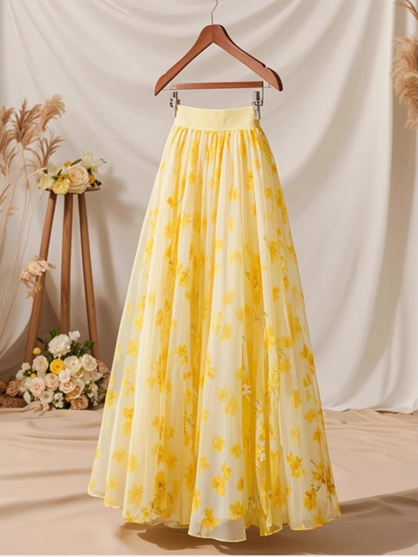 Summer 2026 High Waist Yellow  - đánh giá và giá A-Line Skirt Midi
