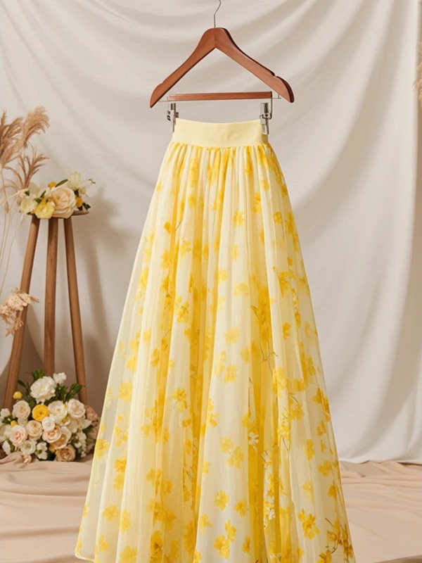 Summer 2026 High Waist Yellow  - đánh giá và giá A-Line Skirt Midi