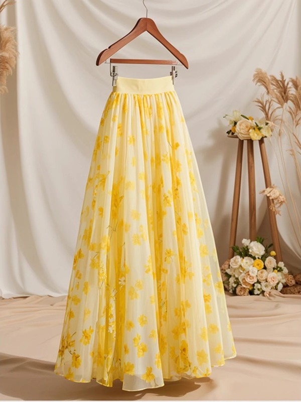 Summer 2026 High Waist Yellow  - đánh giá và giá A-Line Skirt Midi