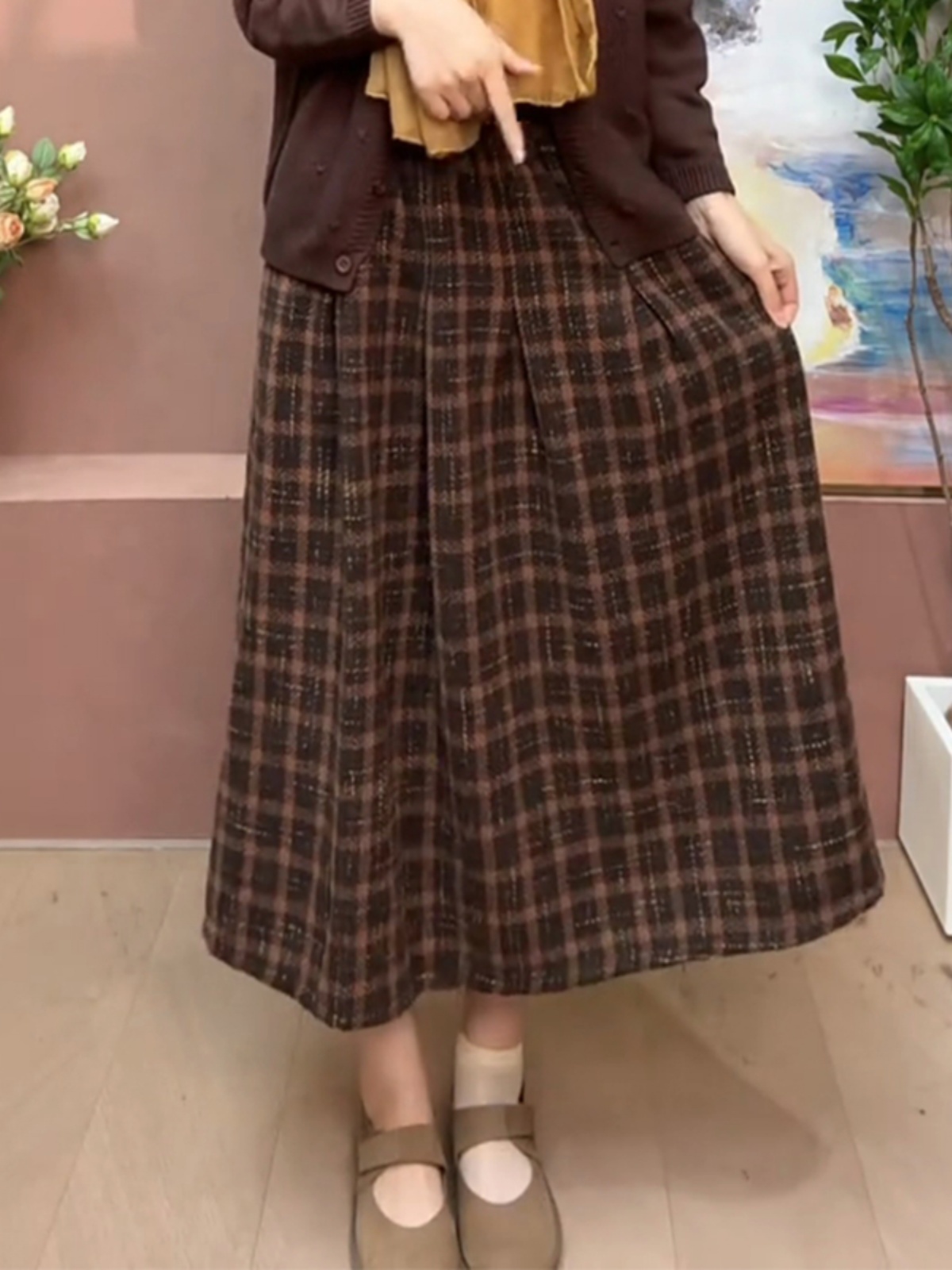 Retro Thickened Woolen A-Line  - đánh giá và giá A-Line Skirt Midi
