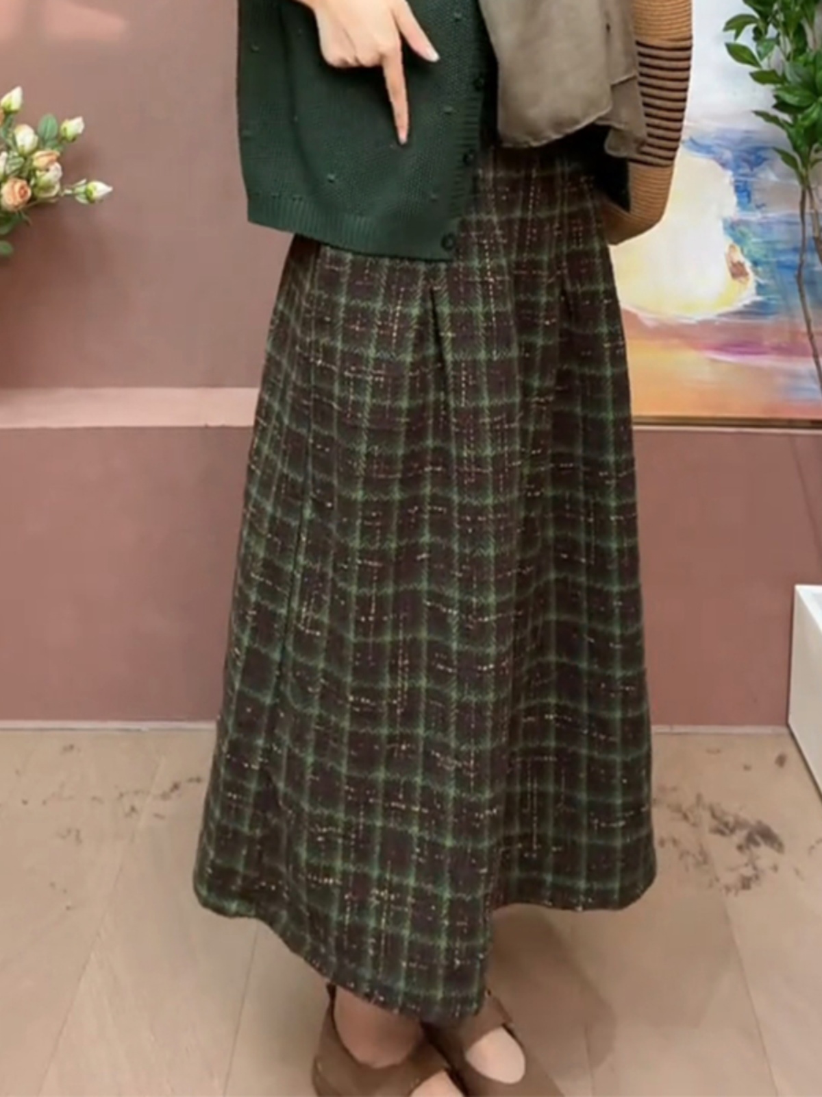 Retro Thickened Woolen A-Line  - đánh giá và giá A-Line Skirt Midi