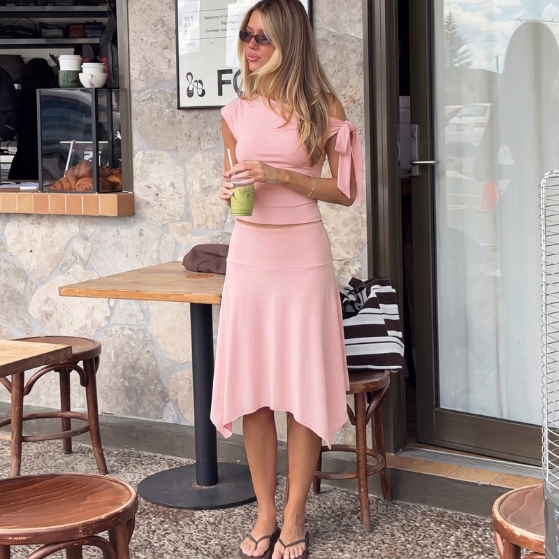 Women 2 Piece Outfit Set Off S - đánh giá và giá Asymmetric Top Women