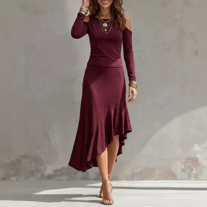 Women Off Shoulder Solid Color - đánh giá và giá Asymmetric Top Women