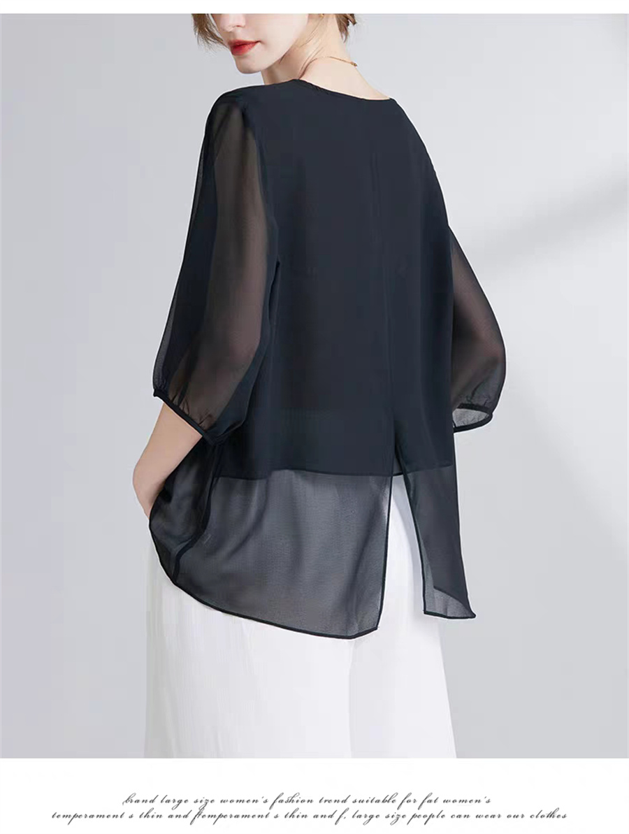 Korean Style Chiffon Plus-Size - đánh giá và giá Asymmetric Top Women